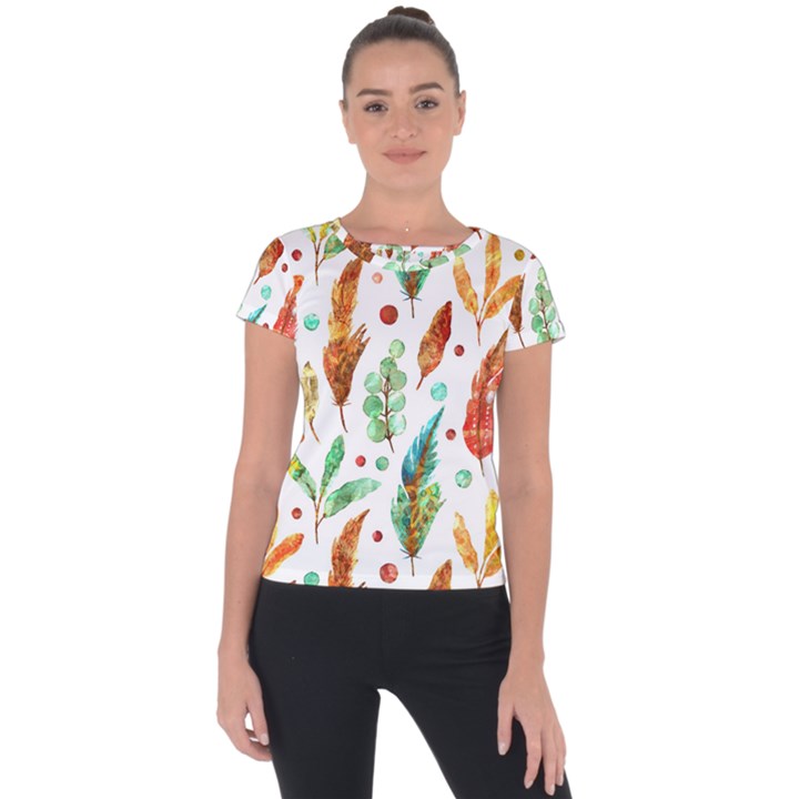 Watercolor Nature Glimpse  Short Sleeve Sports Top 