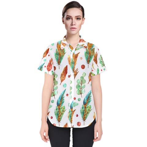 Watercolor Nature Glimpse  Women s Short Sleeve Shirt by ConteMonfrey