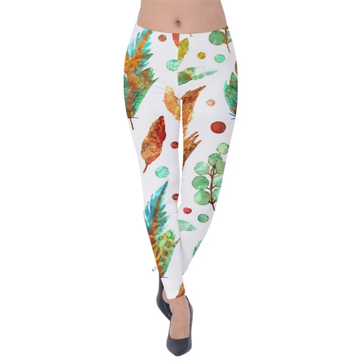 Watercolor Nature Glimpse  Velvet Leggings