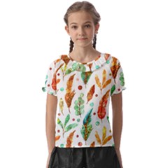 Watercolor Nature Glimpse  Kids  Frill Chiffon Blouse by ConteMonfrey