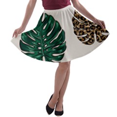 Colorful Monstera  A-line Skater Skirt by ConteMonfrey