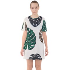 Colorful Monstera  Sixties Short Sleeve Mini Dress by ConteMonfrey