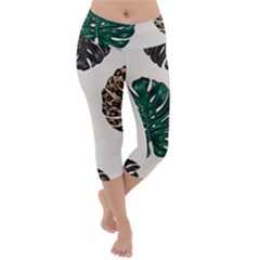 Colorful Monstera  Lightweight Velour Capri Yoga Leggings by ConteMonfrey