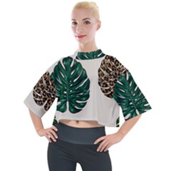 Colorful Monstera  Mock Neck Tee by ConteMonfrey