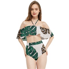 Colorful Monstera  Halter Flowy Bikini Set  by ConteMonfrey