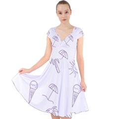 Doodles - Beach Time! Cap Sleeve Front Wrap Midi Dress by ConteMonfrey