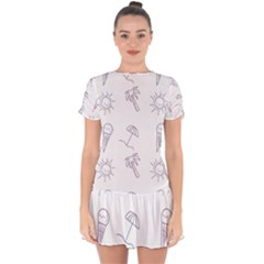 Doodles - Beach Time! Drop Hem Mini Chiffon Dress by ConteMonfrey