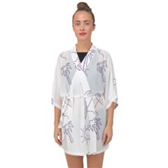 Doodles - Beach Time! Half Sleeve Chiffon Kimono by ConteMonfrey