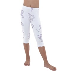 Doodles - Beach Time! Kids  Lightweight Velour Capri Leggings  by ConteMonfrey