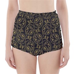 Classy Golden Leaves   High-waisted Bikini Bottoms by ConteMonfrey