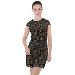 Classy Golden Leaves   Drawstring Hooded Dress by ConteMonfrey