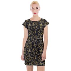 Classy Golden Leaves   Cap Sleeve Bodycon Dress by ConteMonfrey