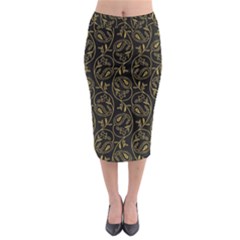 Classy Golden Leaves   Midi Pencil Skirt by ConteMonfrey