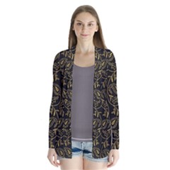 Classy Golden Leaves   Drape Collar Cardigan by ConteMonfrey