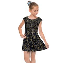 Classy Golden Leaves   Kids  Cap Sleeve Dress by ConteMonfrey