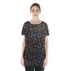 Classy Golden Leaves   Skirt Hem Sports Top by ConteMonfrey