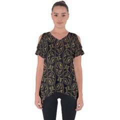 Classy Golden Leaves   Cut Out Side Drop Tee by ConteMonfrey