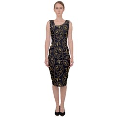 Classy Golden Leaves   Sleeveless Pencil Dress by ConteMonfrey