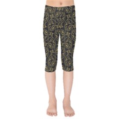 Classy Golden Leaves   Kids  Capri Leggings  by ConteMonfrey