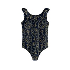 Classy Golden Leaves   Kids  Frill Swimsuit by ConteMonfrey