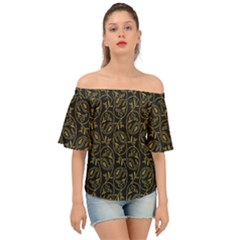 Classy Golden Leaves   Off Shoulder Short Sleeve Top by ConteMonfrey