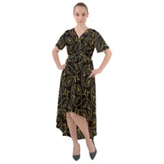 Classy Golden Leaves   Front Wrap High Low Dress by ConteMonfrey