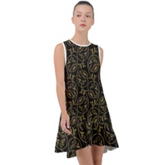 Classy Golden Leaves   Frill Swing Dress by ConteMonfrey