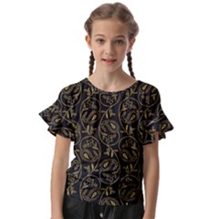 Classy Golden Leaves   Kids  Cut Out Flutter Sleeves by ConteMonfrey