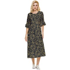 Classy Golden Leaves   Double Cuff Midi Dress by ConteMonfrey