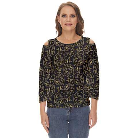 Classy Golden Leaves   Cut Out Wide Sleeve Top by ConteMonfrey