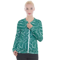 Tropical Monstera  Casual Zip Up Jacket by ConteMonfrey