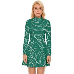 Tropical Monstera  Long Sleeve Velour Longline Dress