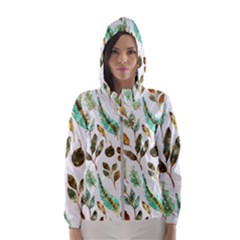 Leaves And Feathers - Nature Glimpse Women s Hooded Windbreaker by ConteMonfrey