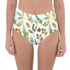 Leaves And Feathers - Nature Glimpse Reversible High-waist Bikini Bottoms by ConteMonfrey