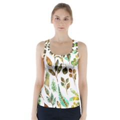 Leaves And Feathers - Nature Glimpse Racer Back Sports Top by ConteMonfrey