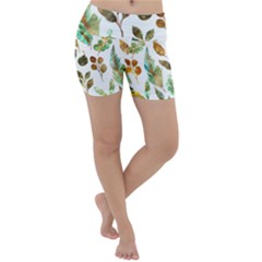 Leaves And Feathers - Nature Glimpse Lightweight Velour Yoga Shorts by ConteMonfrey