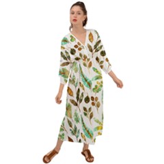 Leaves And Feathers - Nature Glimpse Grecian Style  Maxi Dress by ConteMonfrey