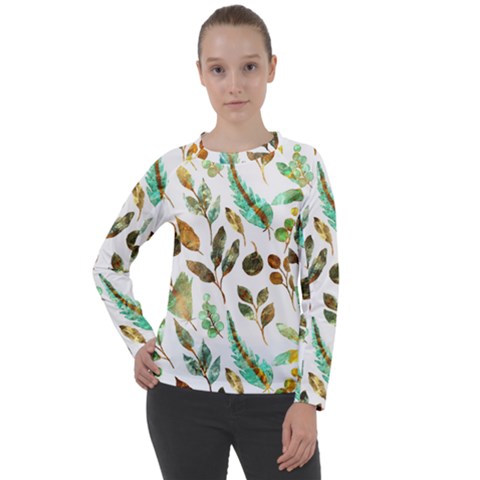 Leaves And Feathers - Nature Glimpse Women s Long Sleeve Raglan Tee by ConteMonfrey