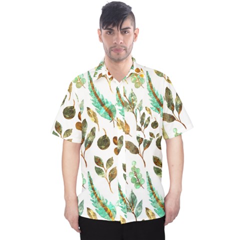 Leaves And Feathers - Nature Glimpse Men s Hawaii Shirt by ConteMonfrey