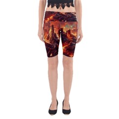 Vulcanic Landscape Vulcano Nature Yoga Cropped Leggings by Wegoenart