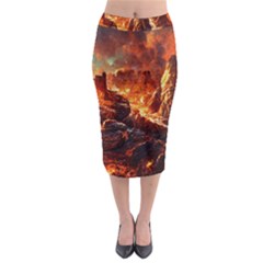 Vulcanic Landscape Vulcano Nature Midi Pencil Skirt by Wegoenart