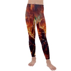 Vulcanic Landscape Vulcano Nature Kids  Lightweight Velour Leggings by Wegoenart