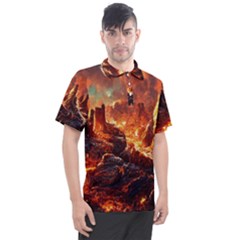 Vulcanic Landscape Vulcano Nature Men s Polo Tee by Wegoenart