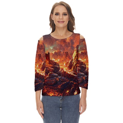 Vulcanic Landscape Vulcano Nature Cut Out Wide Sleeve Top by Wegoenart