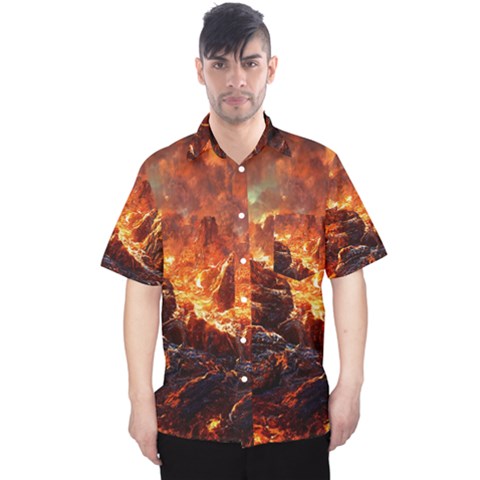 Vulcanic Landscape Vulcano Nature Men s Hawaii Shirt by Wegoenart