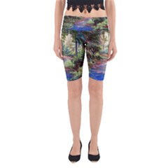 Abstract Forest Green Jungle Psychedelic Art Nature Yoga Cropped Leggings by Wegoenart