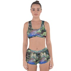 Abstract Forest Green Jungle Psychedelic Art Nature Racerback Boyleg Bikini Set by Wegoenart