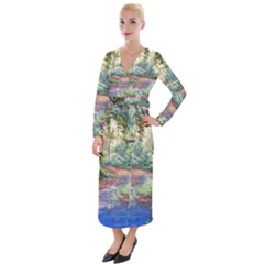 Abstract Forest Green Jungle Psychedelic Art Nature Velvet Maxi Wrap Dress by Wegoenart