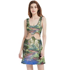 Abstract Forest Green Jungle Psychedelic Art Nature Velvet Cutout Dress by Wegoenart