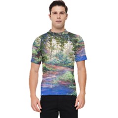 Abstract Forest Green Jungle Psychedelic Art Nature Men s Short Sleeve Rash Guard by Wegoenart